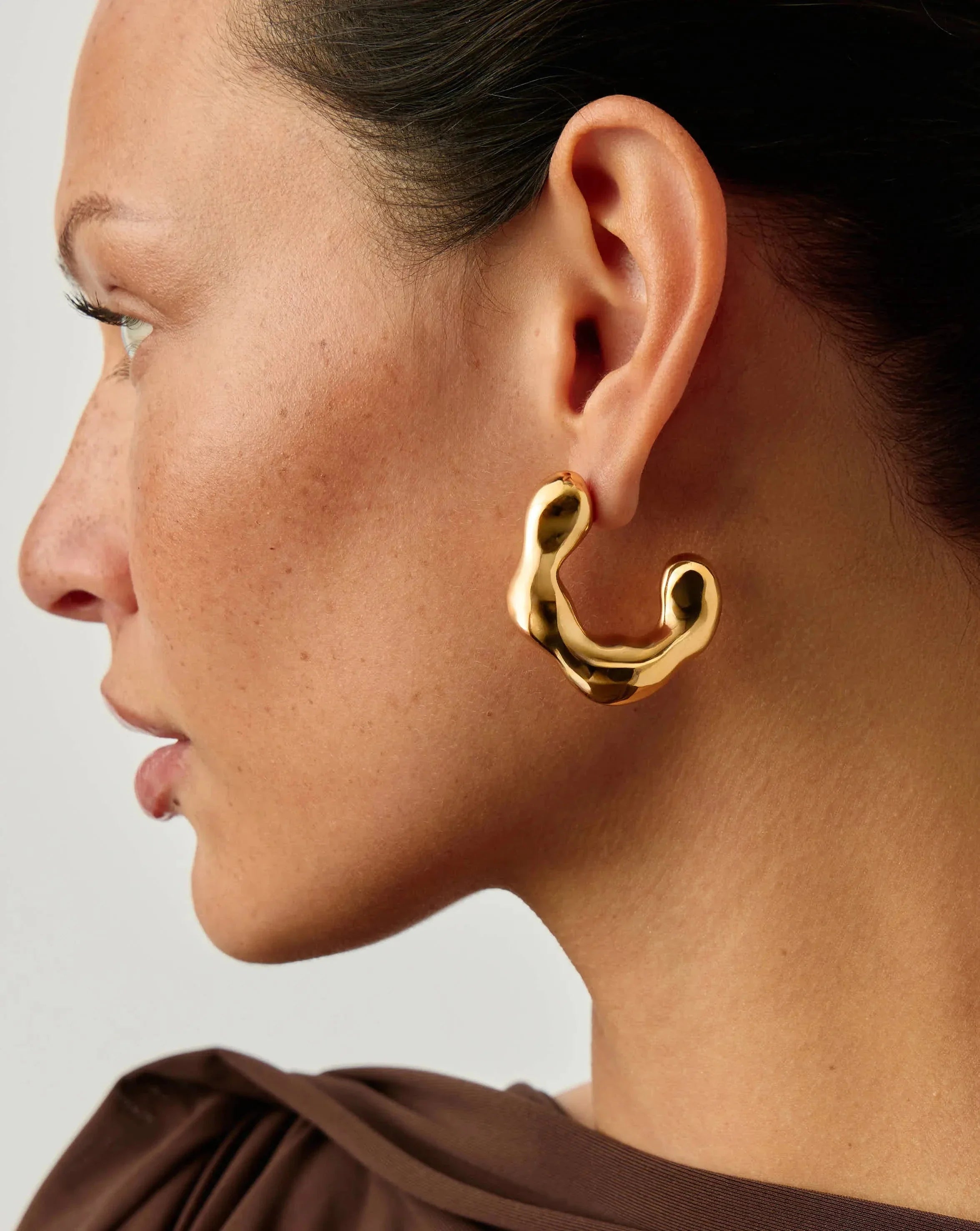 Eny Puffy Large Hoop Earrings | 18ct Gold Plated
