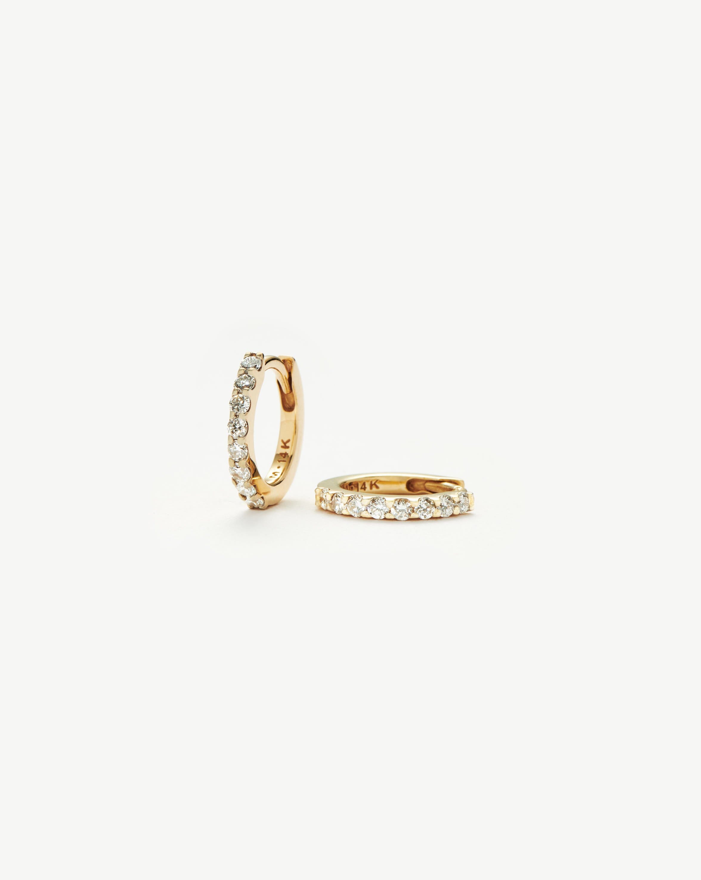 Solid Gold Classic Diamond Huggies | 14ct Solid Gold/Diamond
