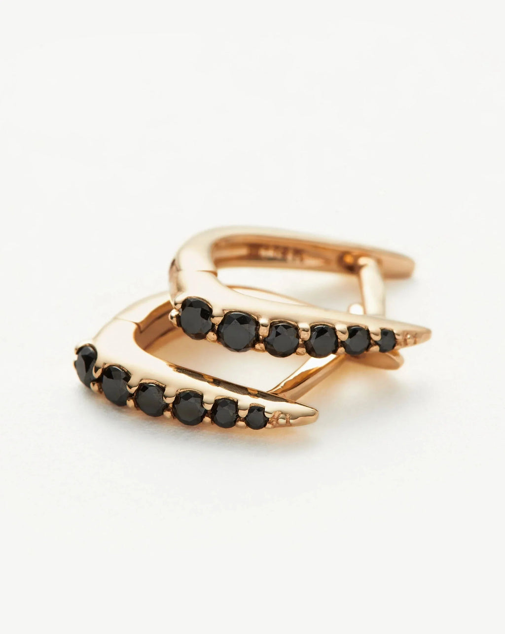 Solid Gold Claw Huggies | 14ct Solid Gold/Black Diamond