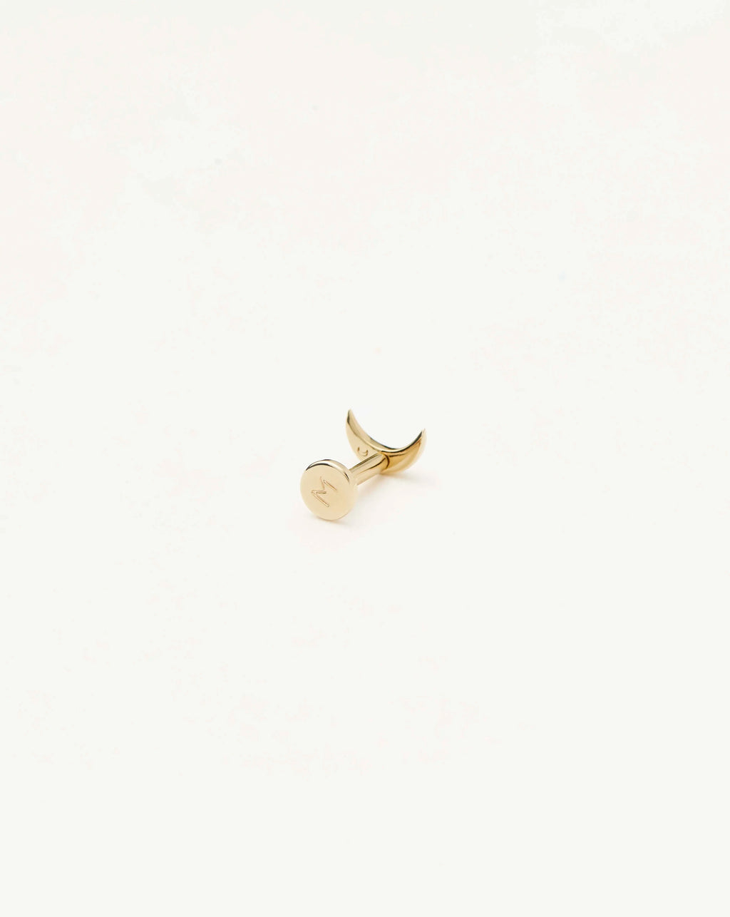 Solid Gold Moon Flat Back Stud Earring | 14ct Solid Yellow Gold