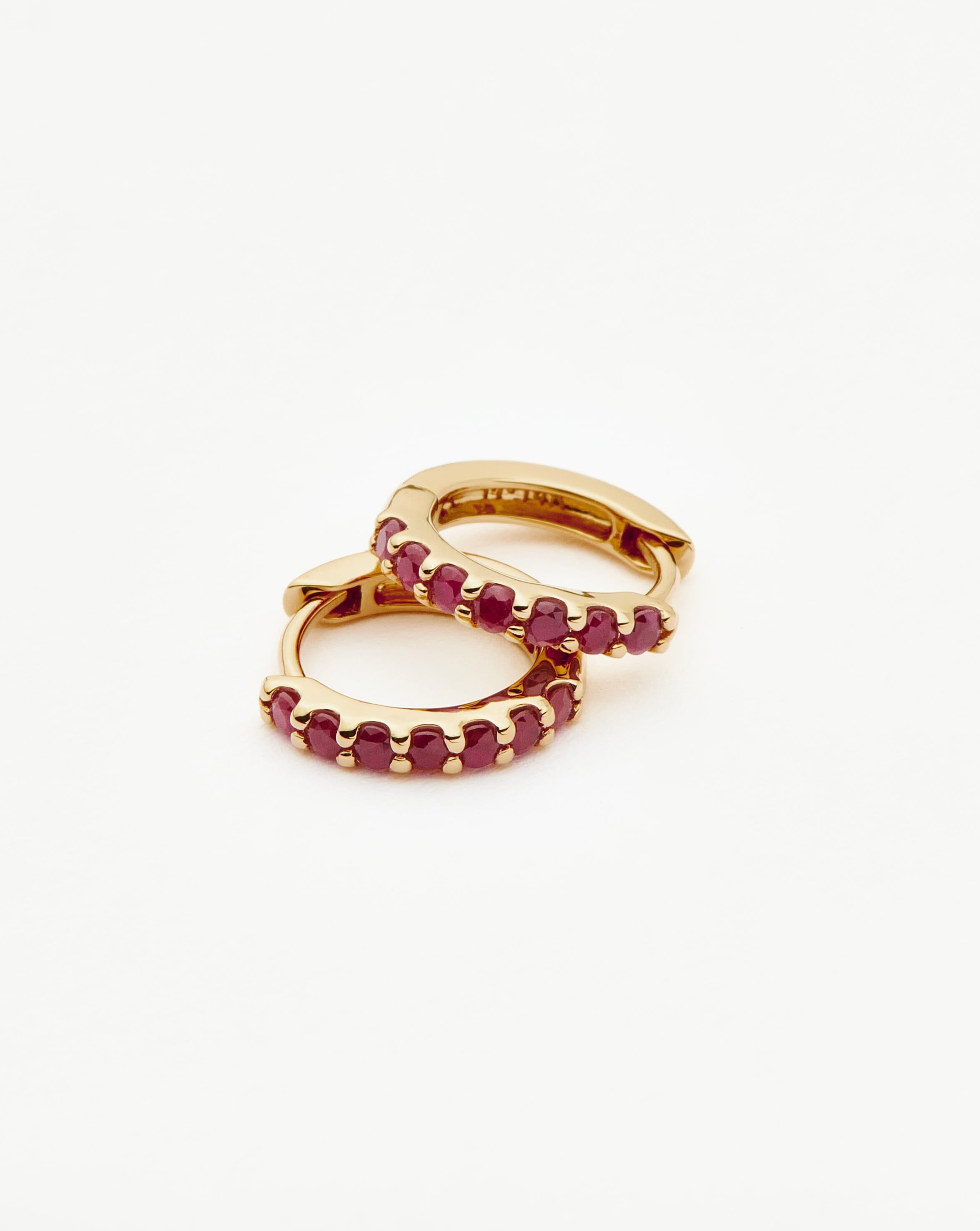 Solid Gold Ruby Huggies | 14ct Solid Gold/Ruby