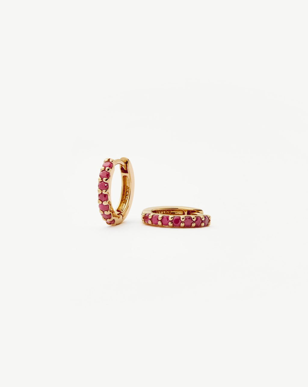 Solid Gold Ruby Huggies | 14ct Solid Gold/Ruby