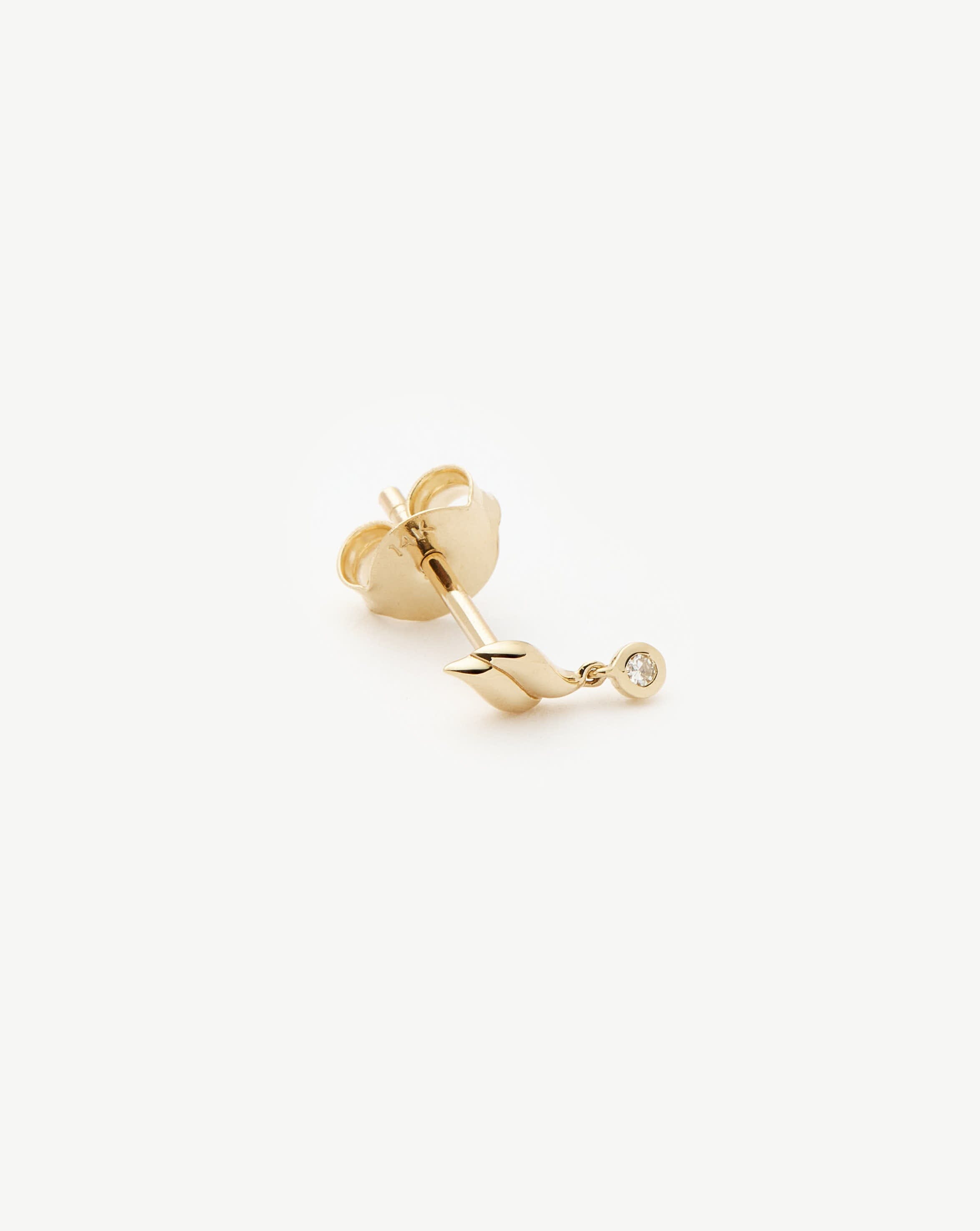 Solid Gold Savi Single Stud Earring | 14ct Solid Gold/Diamond