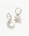 Harris Reed Moonlight Pearl Mismatch Hoop Earrings | Silver Plated/Pearl