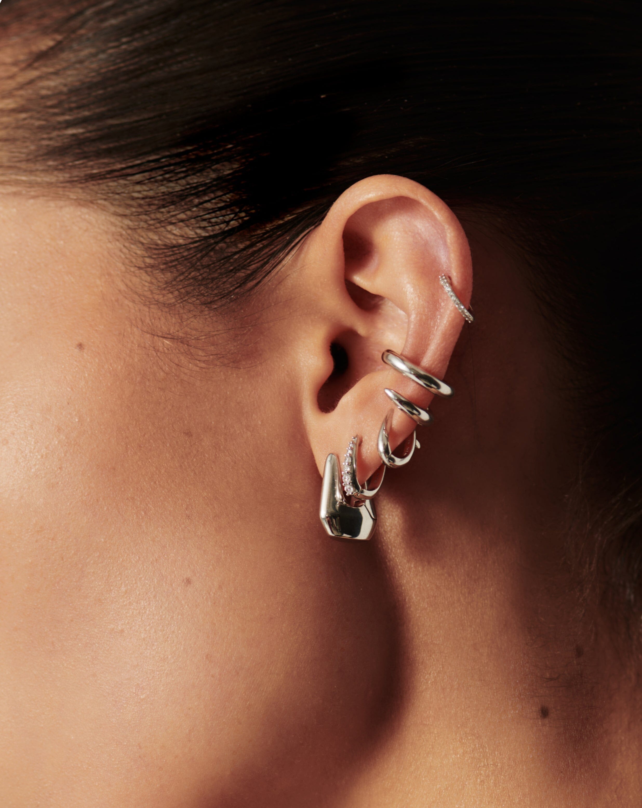 Lucy Williams Arco Small Hoop Earrings  | Sterling Silver