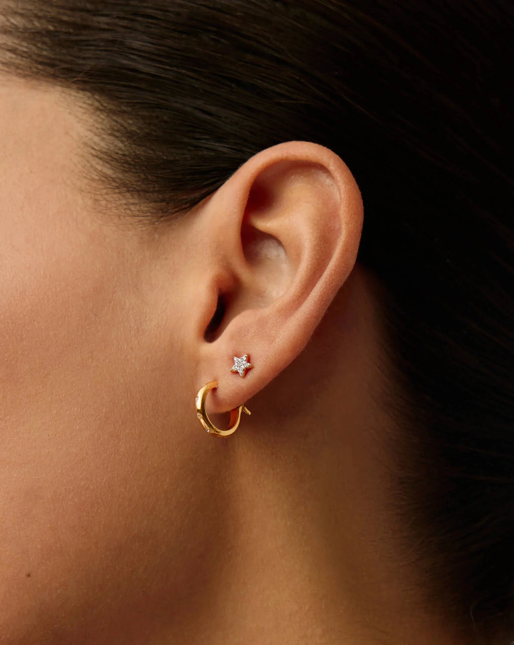 Mini Solar Studded Hoop Earrings