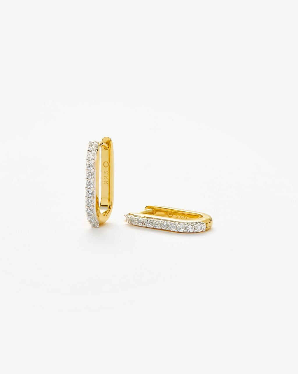 Pave Ovate Small Huggie Earrings | 18ct Recycled Gold Vermeil/Cubic Zirconia