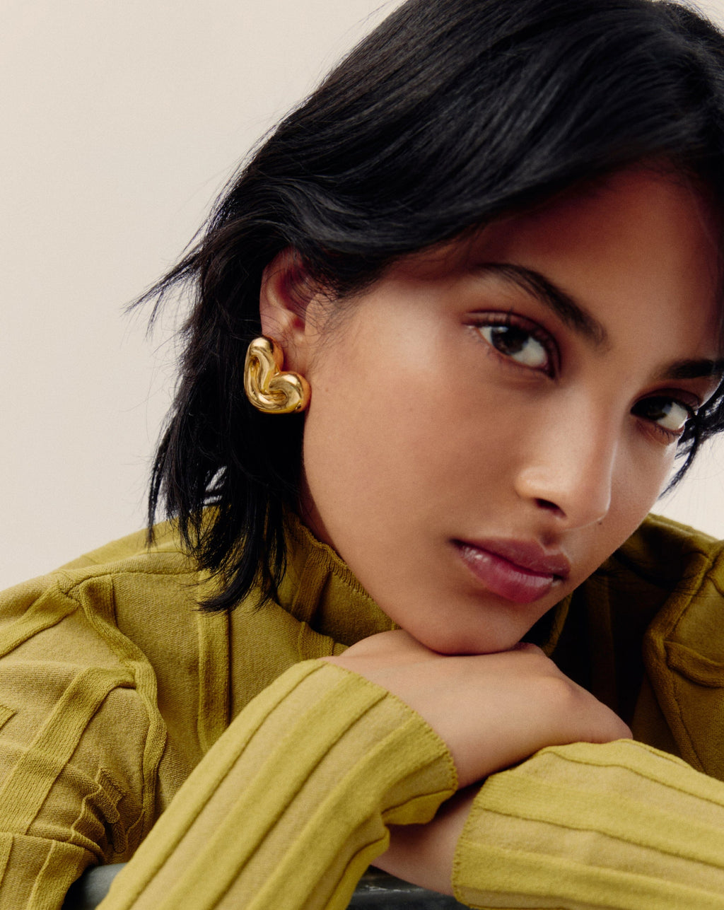 Puffy Heart Oversized Stud Earrings | 18ct Gold Plated