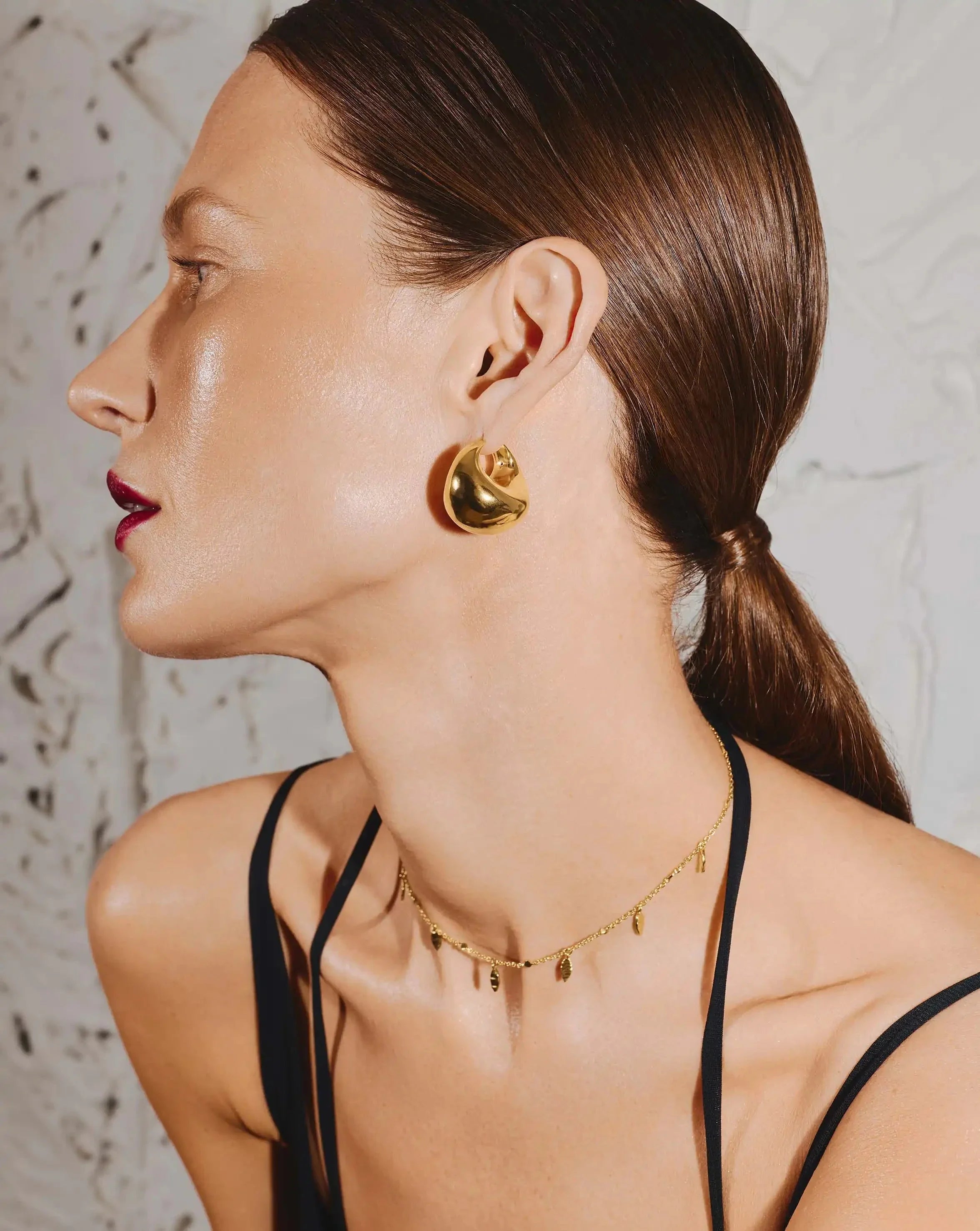 Sculptural Chubby Dome Medium Hoop Earrings | 18ct Gold Plated