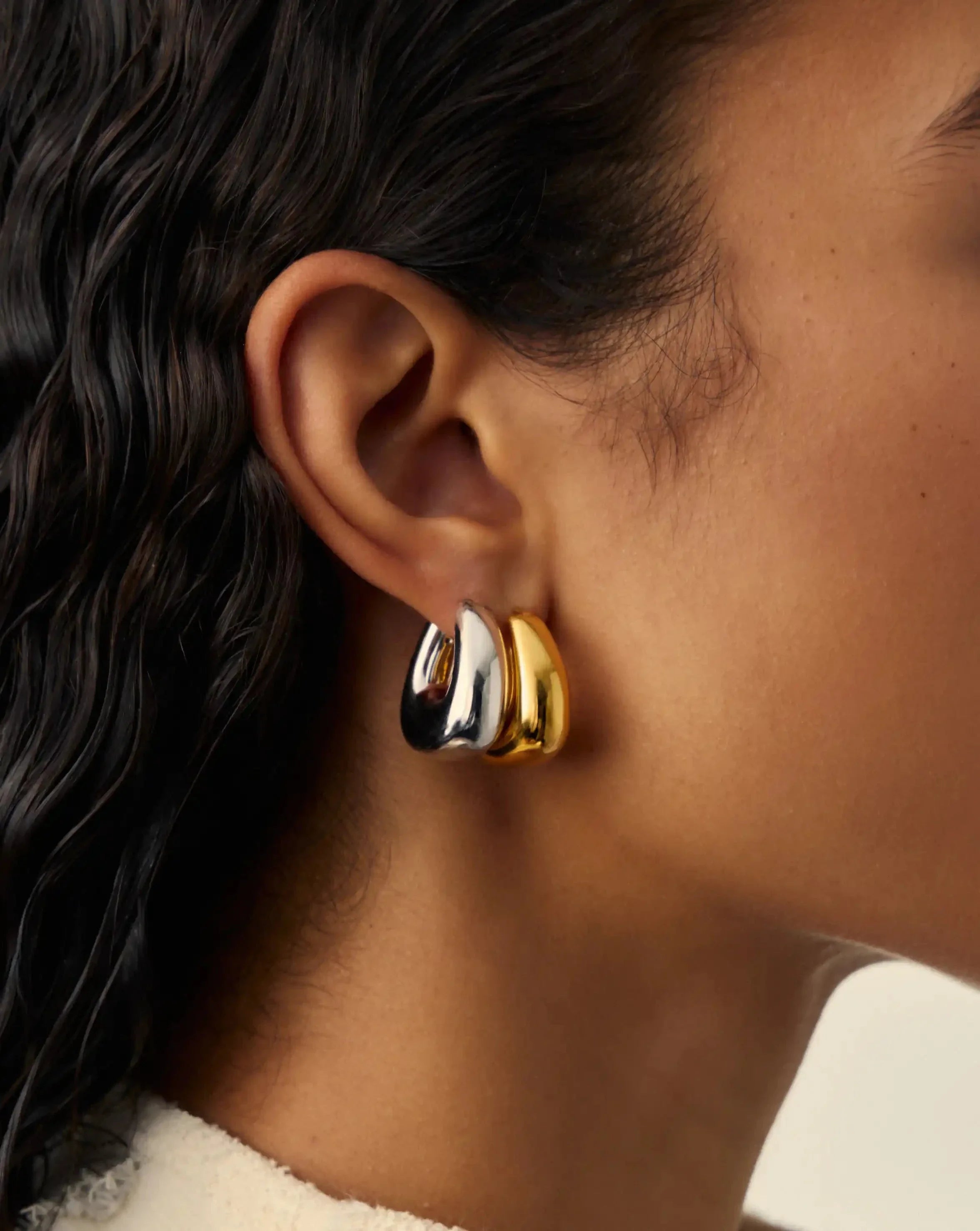 Sculptural Chubby Small Hoop Earrings | 18ct Gold Plated