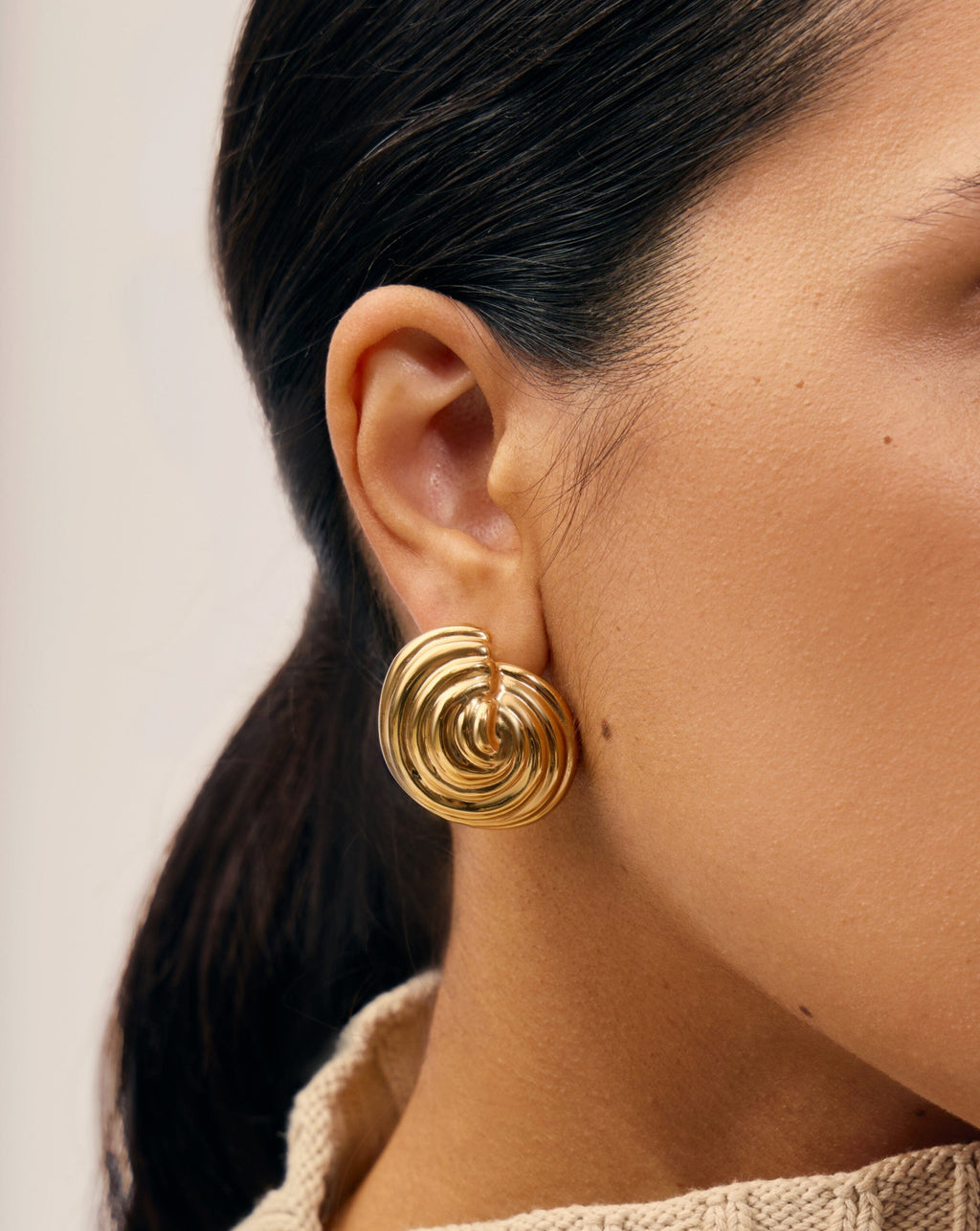 Spiral Dome Oversized Stud Earrings | 18ct Gold Plated