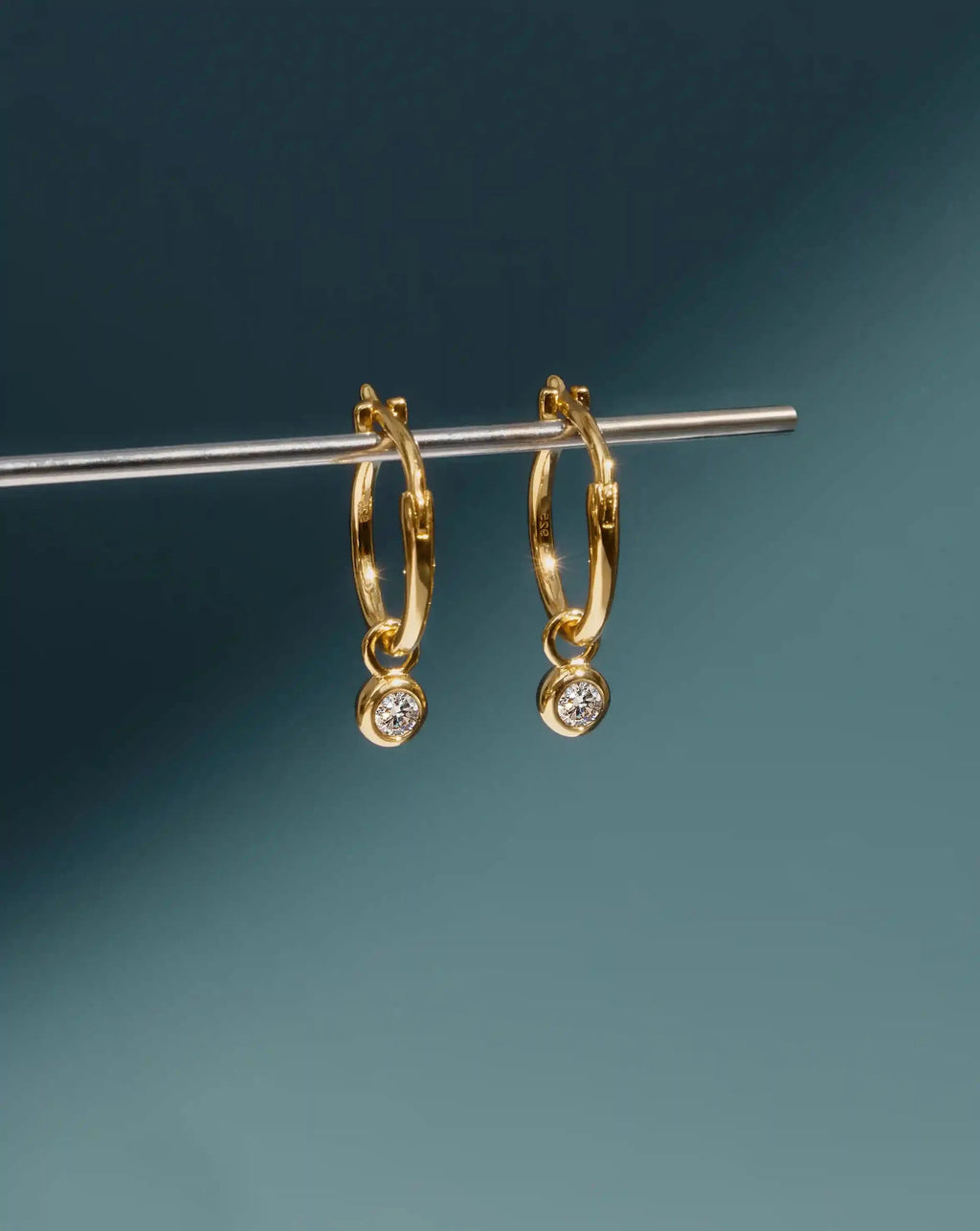 Tennis Charm Mini Hoop Earrings | 18ct Gold Vermeil/Cubic Zirconia