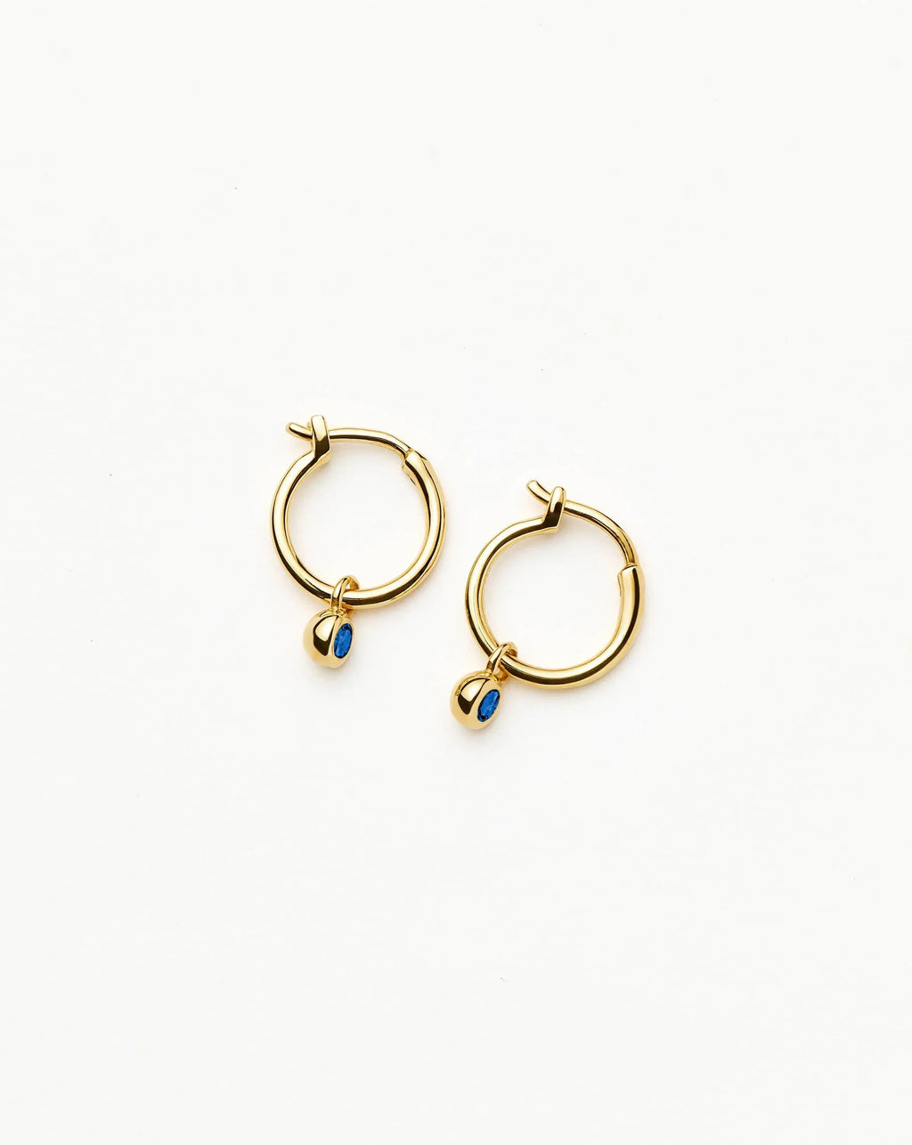 Tennis Charm Mini Hoop Earrings | 18ct Gold Vermeil/Sapphire Blue Nano-crystal