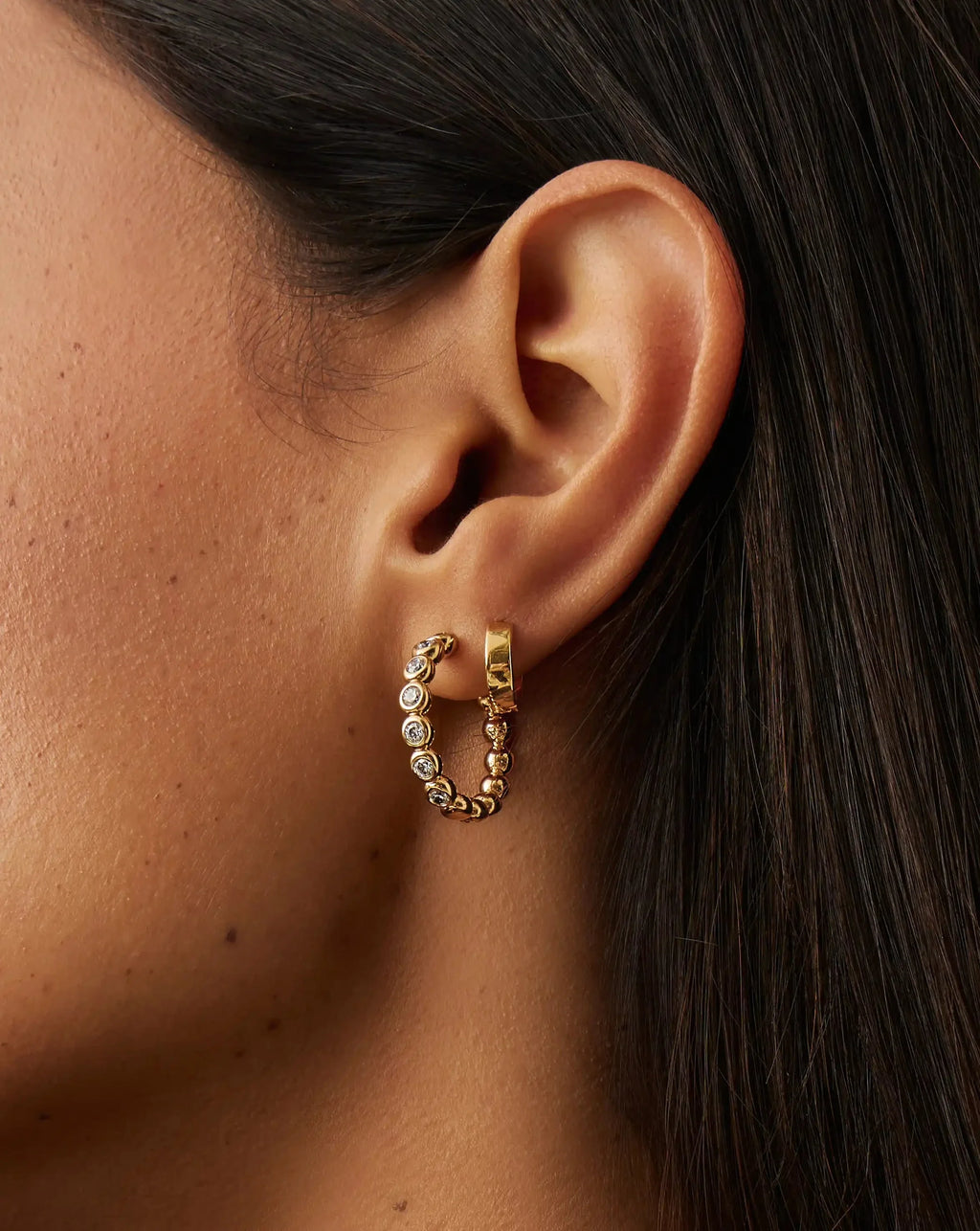 Tennis Classic Hoop Earrings | 18ct Gold Plated/Cubic Zirconia