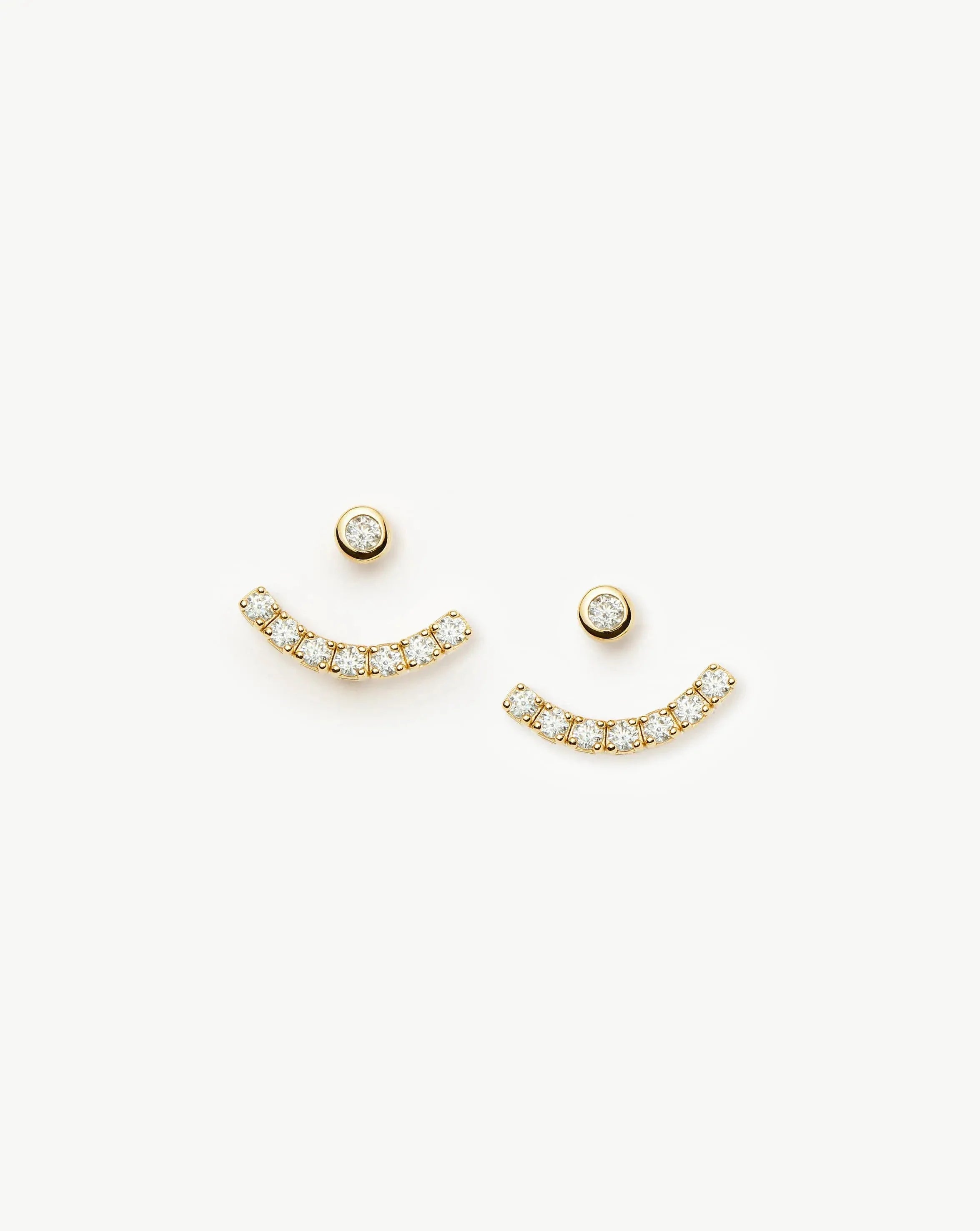 Tennis Ear Jacket Stud Earrings | 18ct Gold Vermeil/Cubic Zirconia