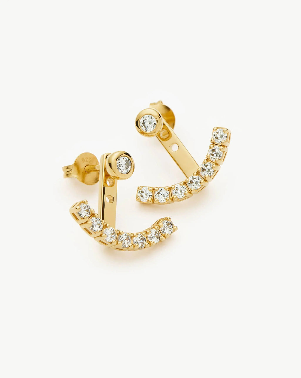 Tennis Ear Jacket Stud Earrings | 18ct Gold Vermeil/Cubic Zirconia
