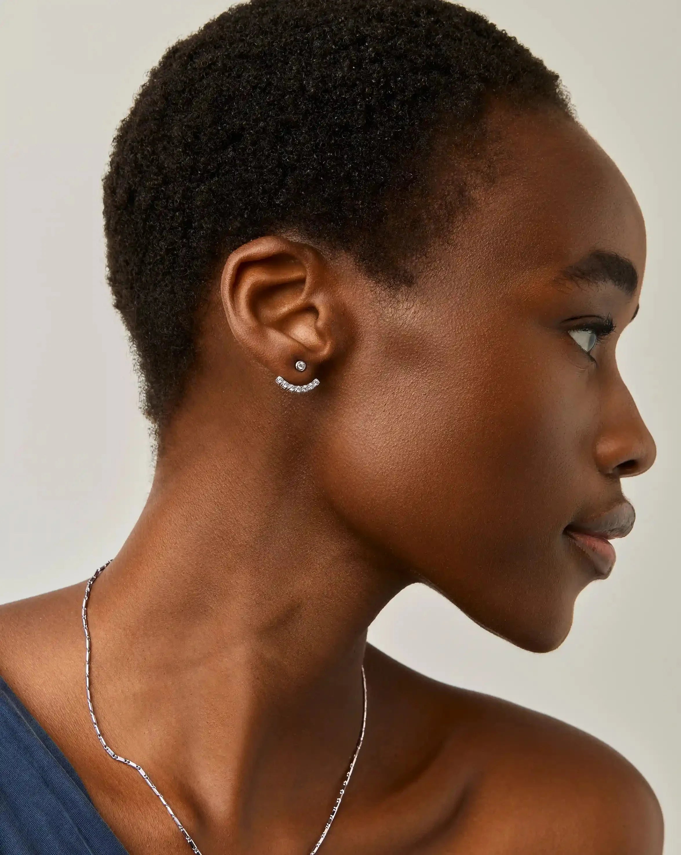 Tennis Ear Jacket Stud Earrings | Sterling Silver/Cubic Zirconia